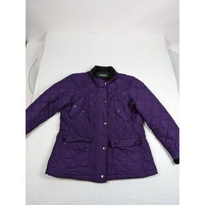 Lauren Ralph Lauren Jacket Womens P/L 12p  Purple Quilted Corduroy Collar Padded